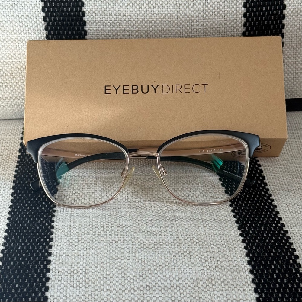 Michael Kors Glasses Cat Eye Browline Metal Frame Black and Rose Gold EUC
